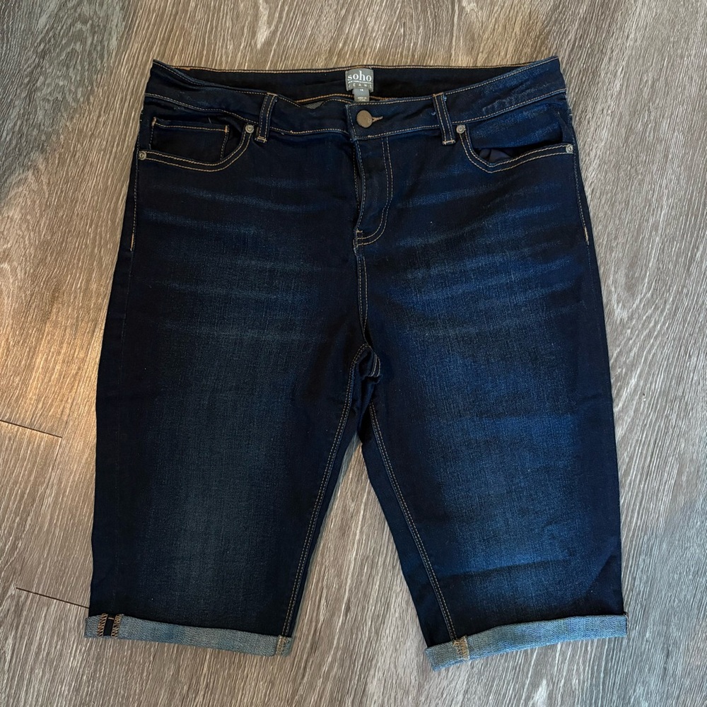 Soho Dark Denim Bermuda Shorts Size 14